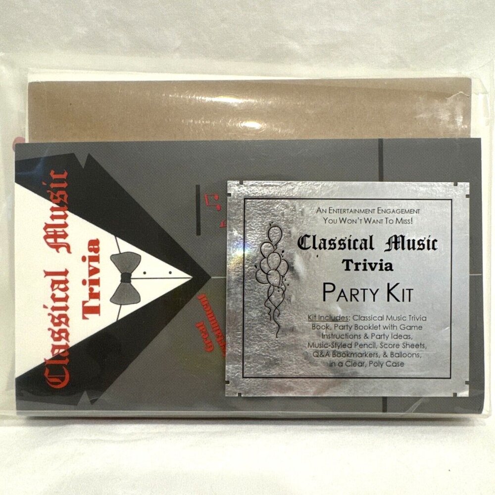 Classical Music Trivia Party Kit New Open Box Questions Balloons Score Sheet